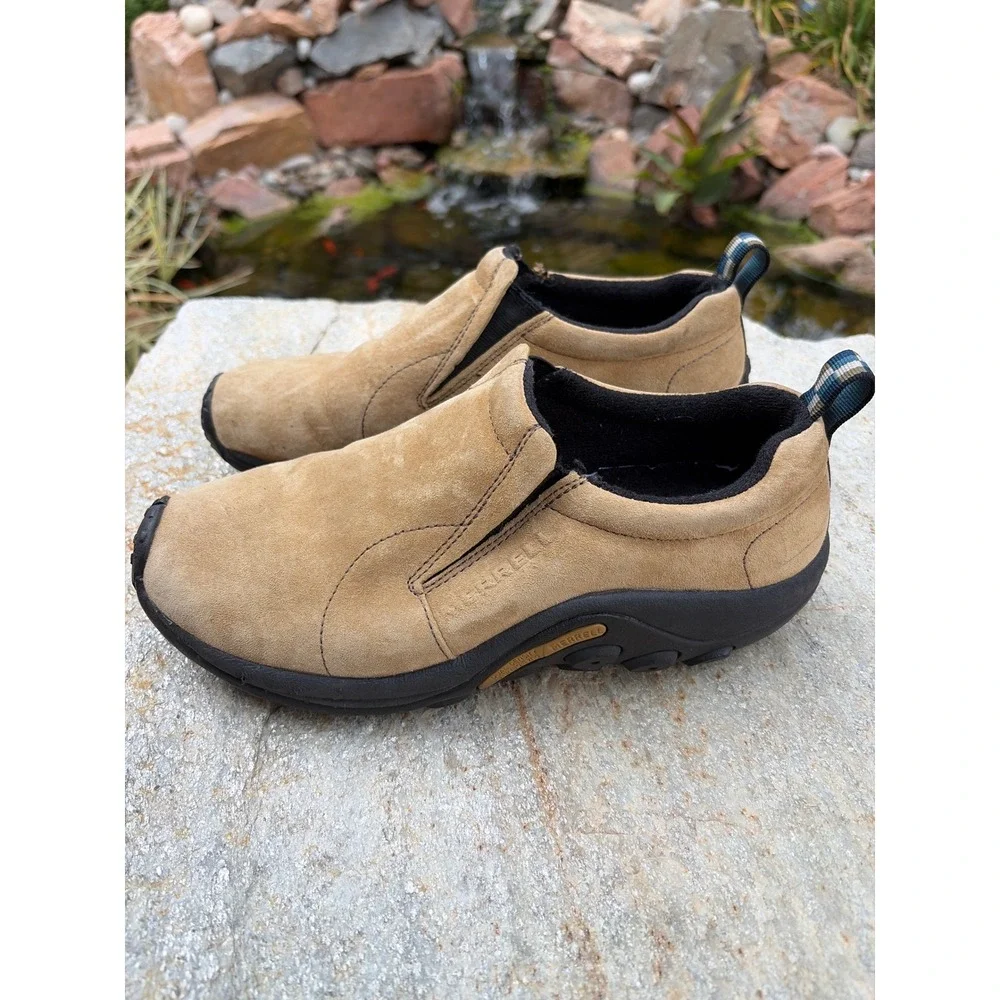 Merrell Jungle Moc Paydirt Womens 9 Tan Suede Slip On Hiking Shoes 63828